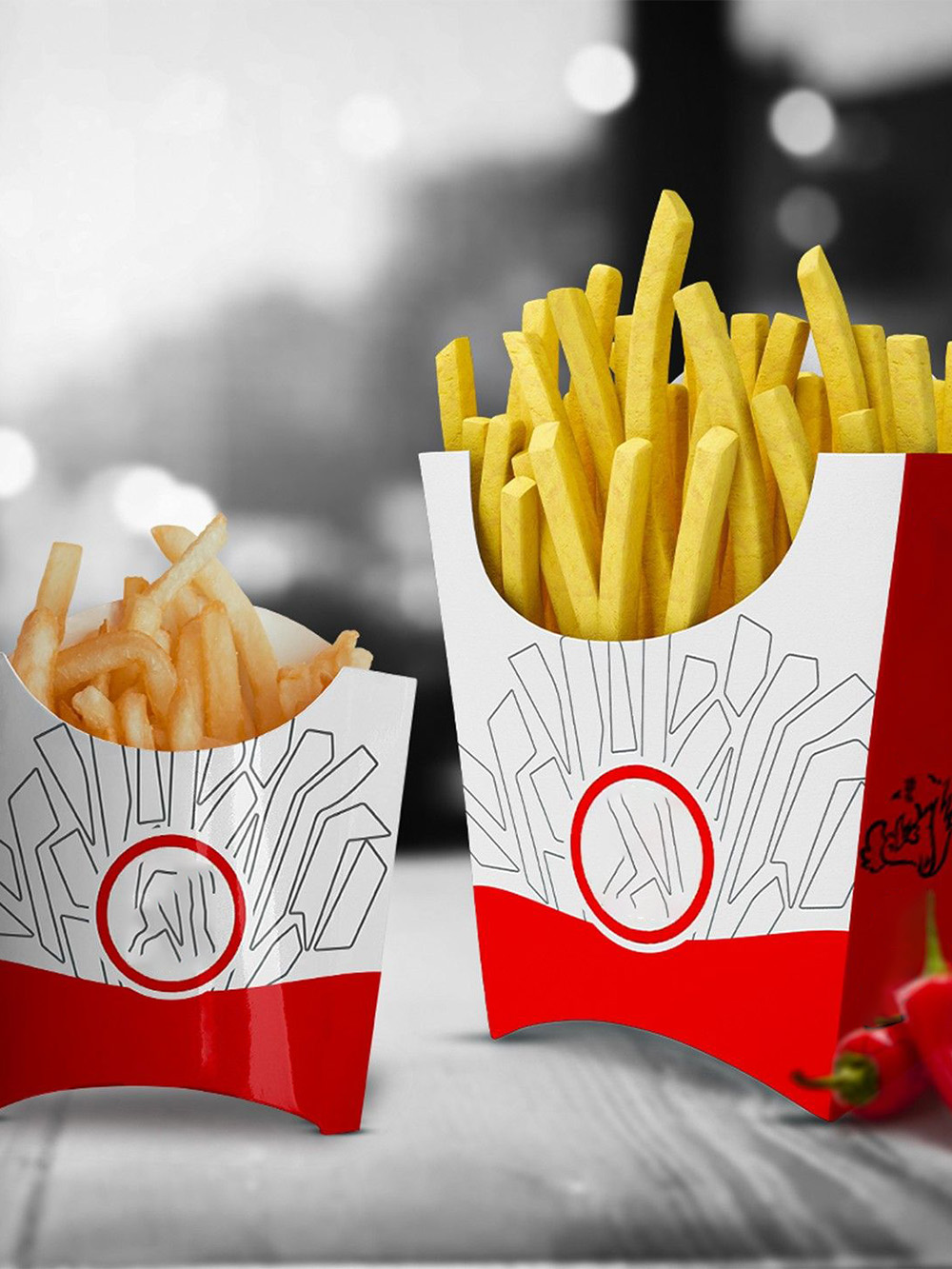 French fry packaging