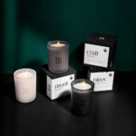 luxury CBD candle boxes set with minimalist branding and recyclable cardboard material
