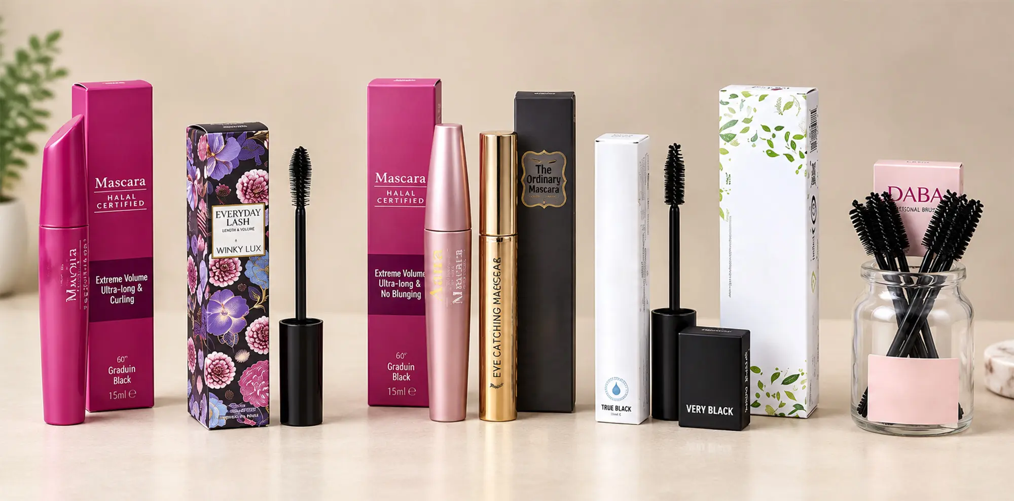 Mascara and Small Cosmetic Boxes